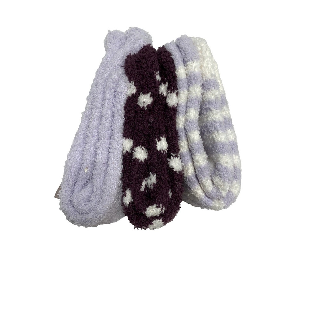 secret treasures womens 3 pack super soft socks shoe size‎ 4-10 purple owl
